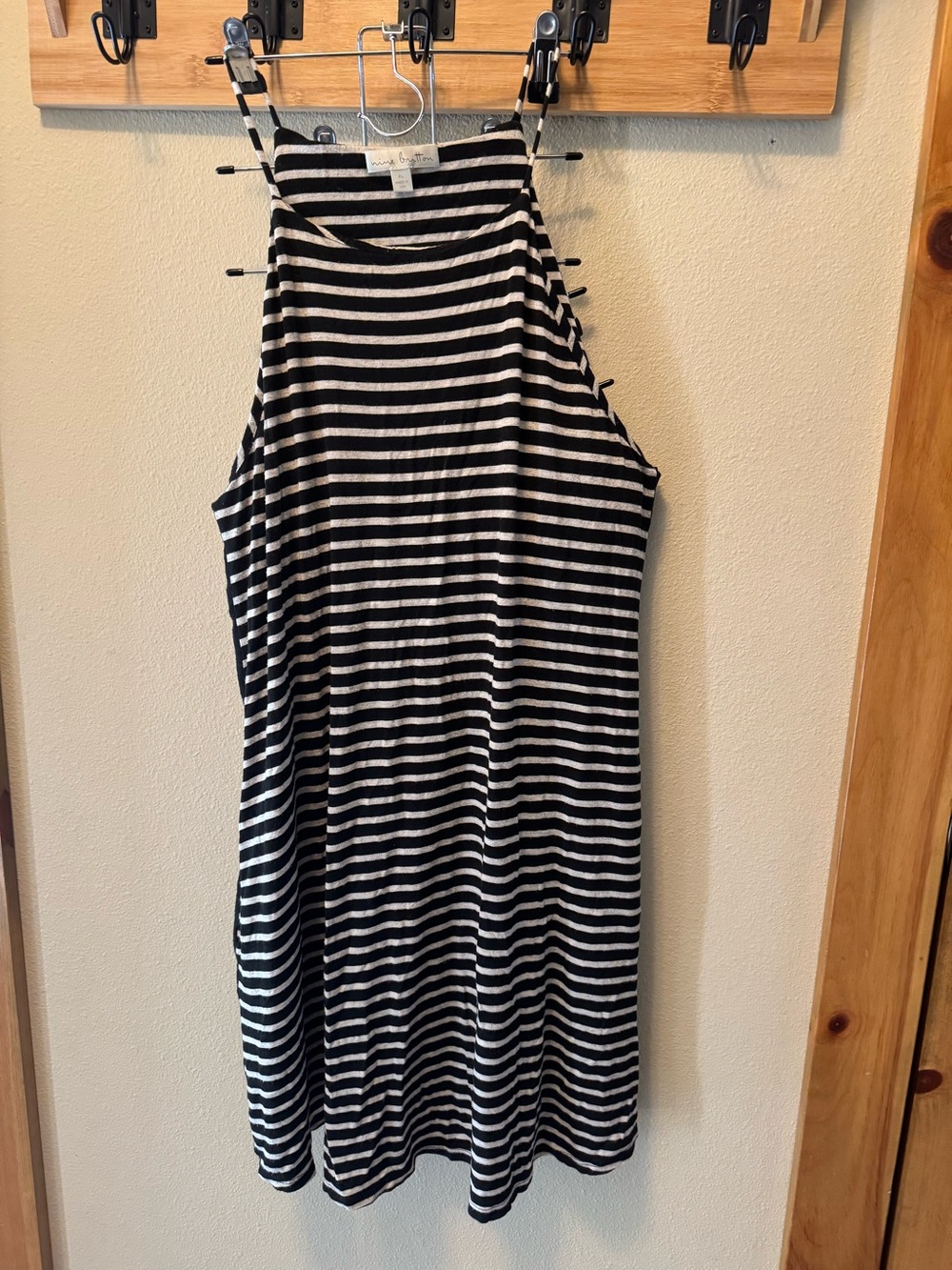 Striped High-Neck Tank Dress - Black & White